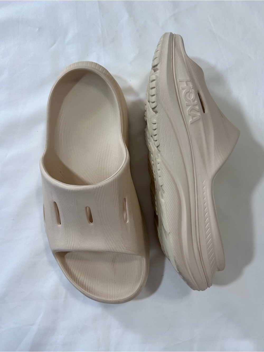 HOKA Beige Ora Recovery Slide,W7 - Picture 13 of 16